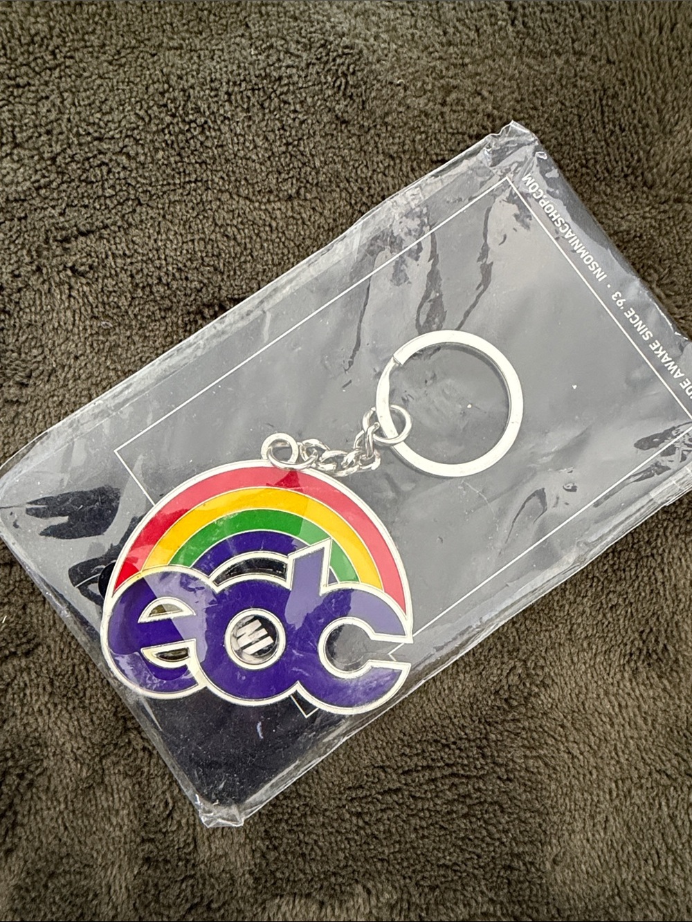 Insomniac Rainbow Logo Keychain - Purple, Red, Yellow, Green
